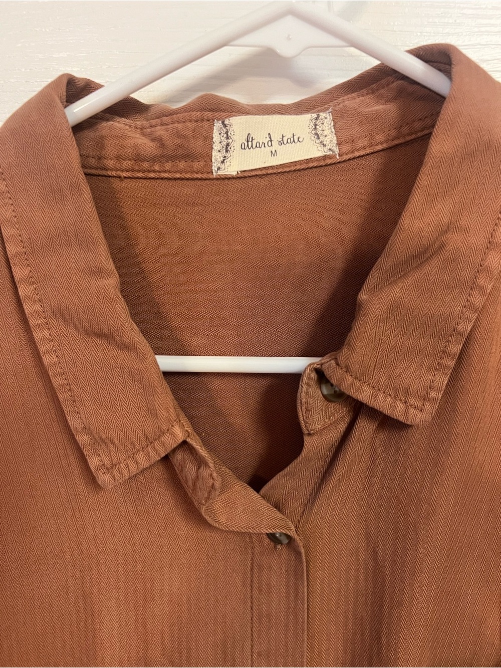 Altar'd State Rust Button-Front Shirt - Picture 2 of 4